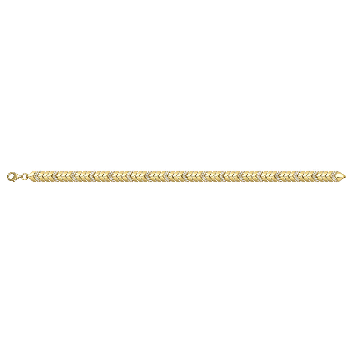 Solid gold herringbone bracelet, 9.10 g — shown square on a plain background.