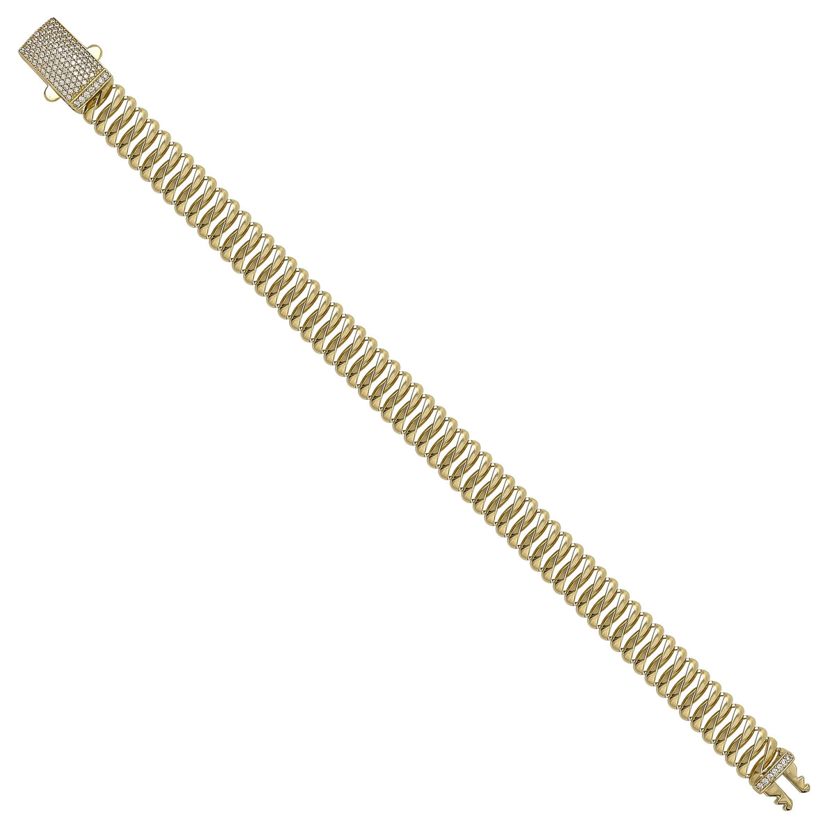 Solid gold braided bracelet, 24.52 g — shown at an angle across the frame.