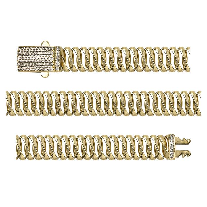 Solid gold braided bracelet, 24.52 g — shown in three rows across the frame.