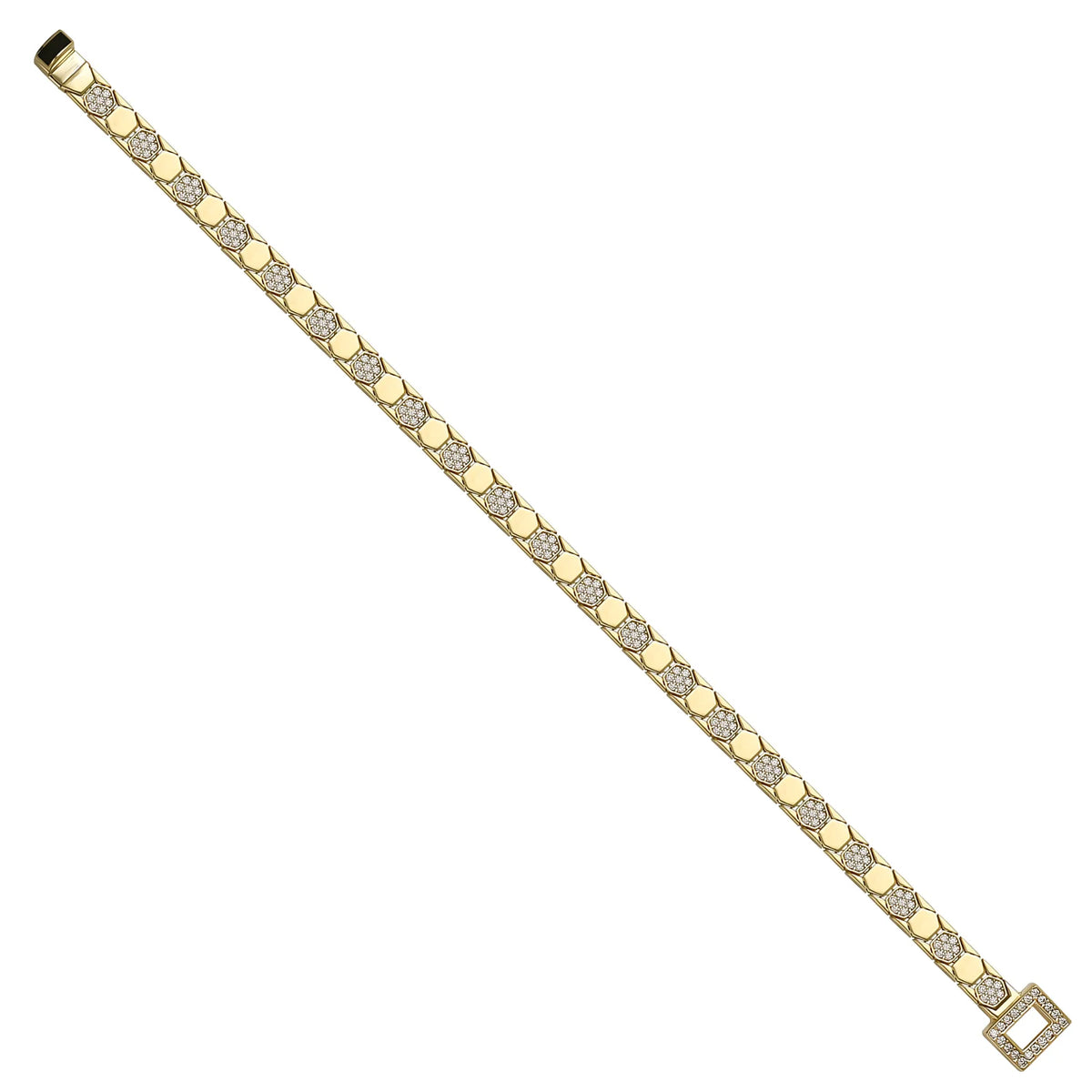 Solid gold honeycomb bracelet, 12.86 g — shown at an angle across the frame.