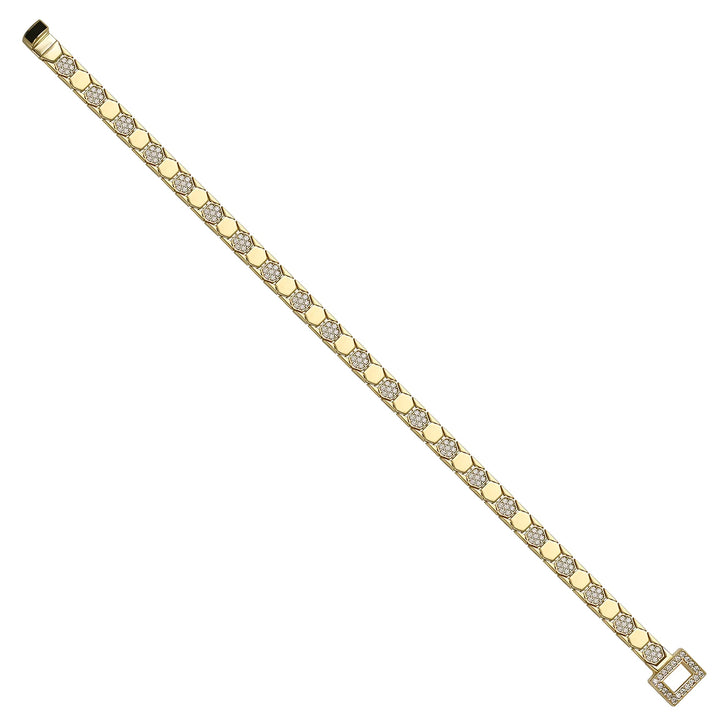 Solid gold honeycomb bracelet, 12.86 g — shown at an angle across the frame.