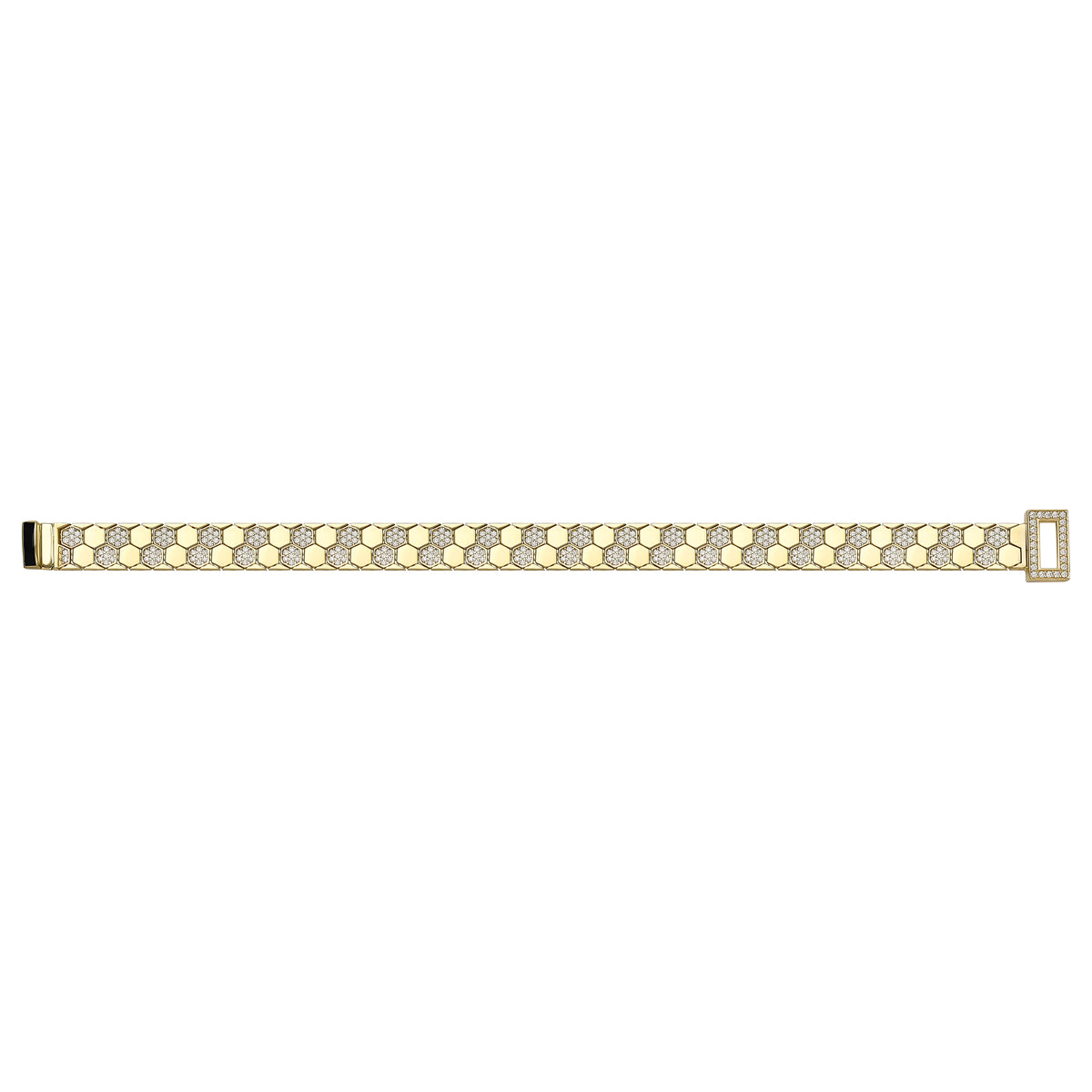 Solid gold honeycomb bracelet, 19.75 g — shown square on a plain background.