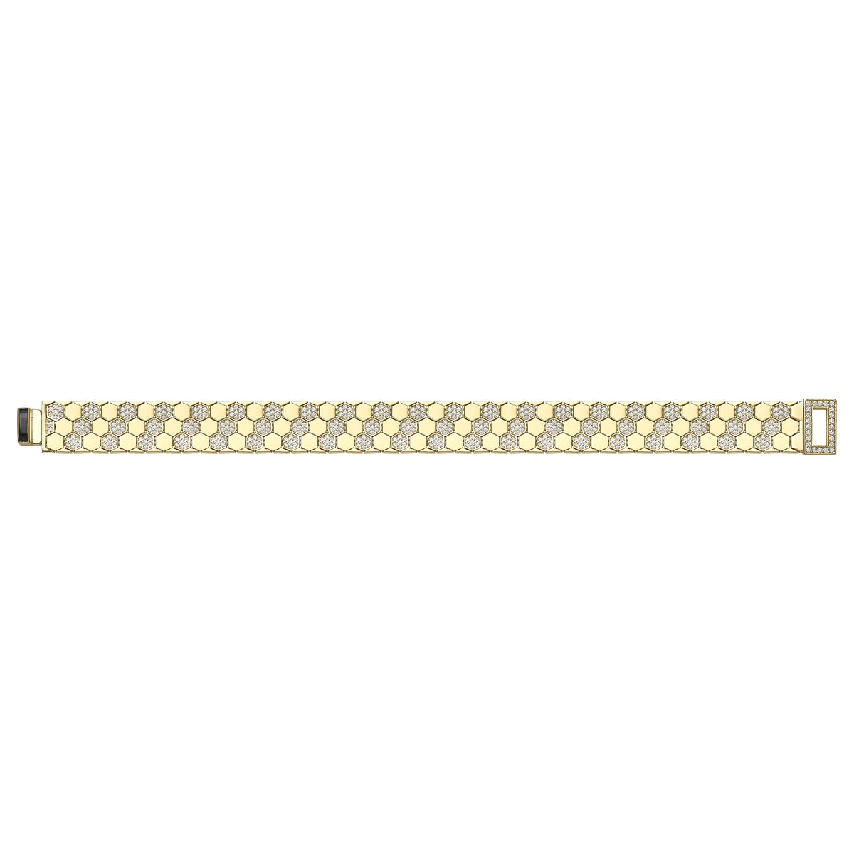 Solid gold honeycomb bracelet, 27.40 g — shown square on a plain background.