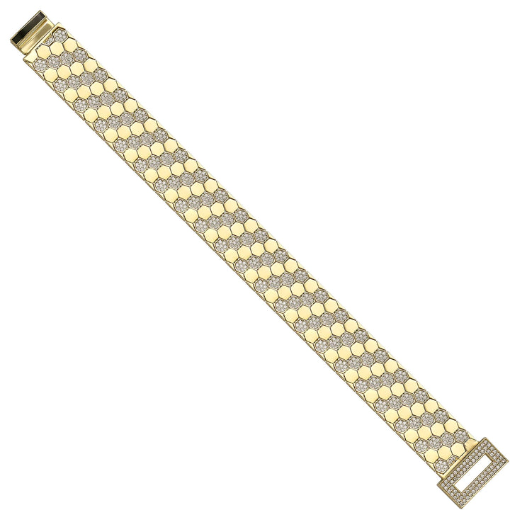 Solid gold honeycomb bracelet, 36.35 g — shown at an angle across the frame.