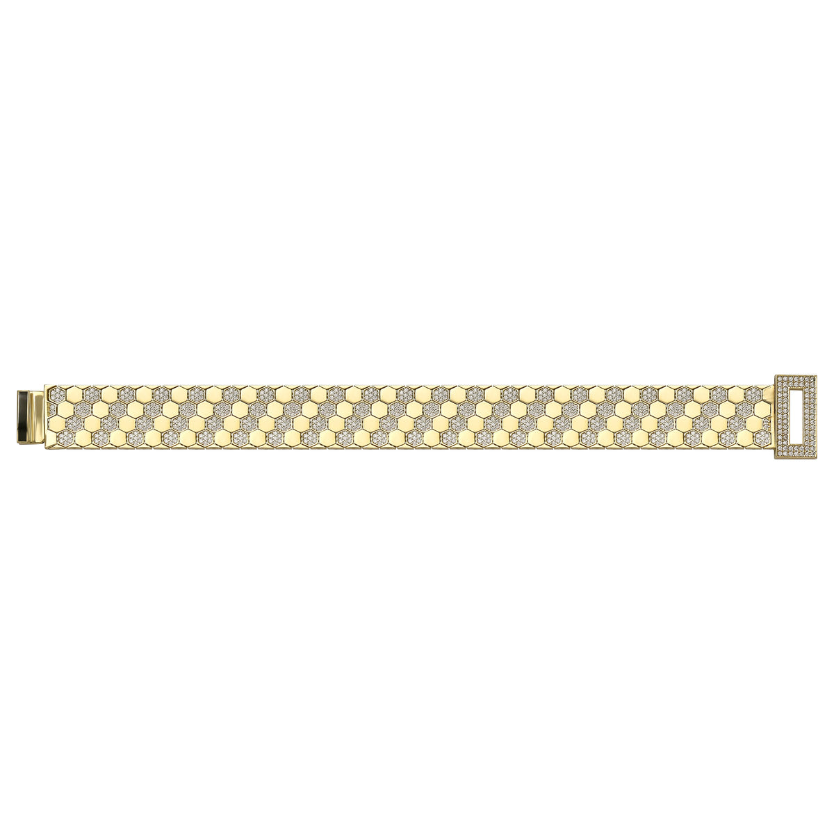 Solid gold honeycomb bracelet, 36.35 g — shown square on a plain background.