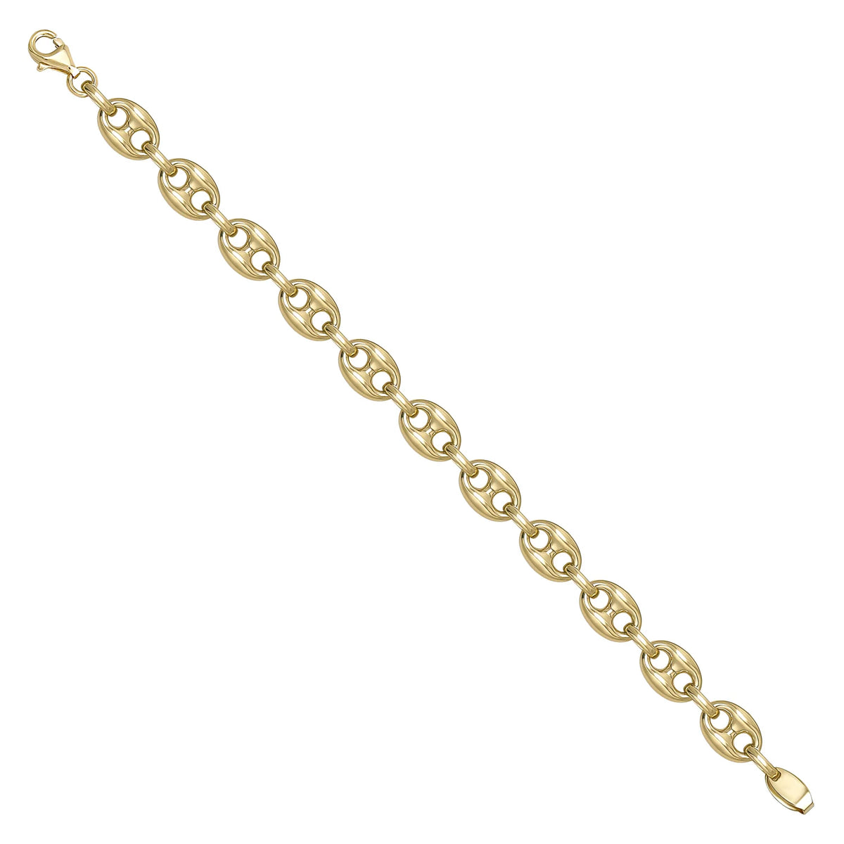 Solid gold mariner bracelet, 16.00 g — shown at an angle across the frame.
