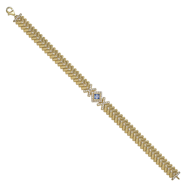 Solid gold fancy link bracelet, 15.49 g — shown at an angle across the frame.