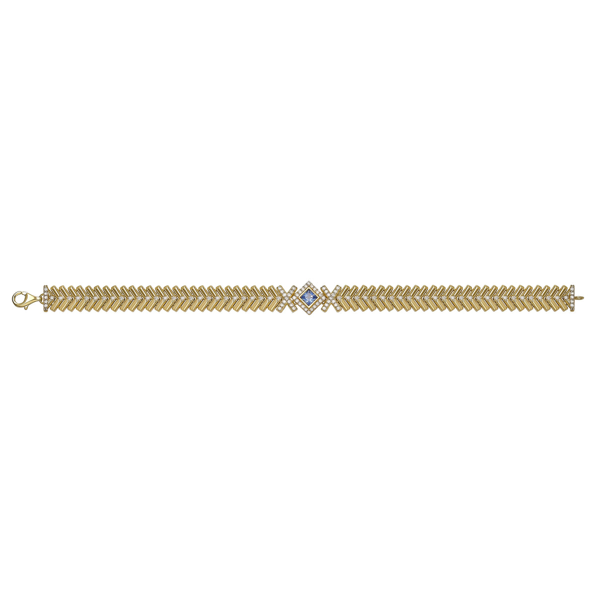 Solid gold fancy link bracelet, 15.49 g — shown square on a plain background.