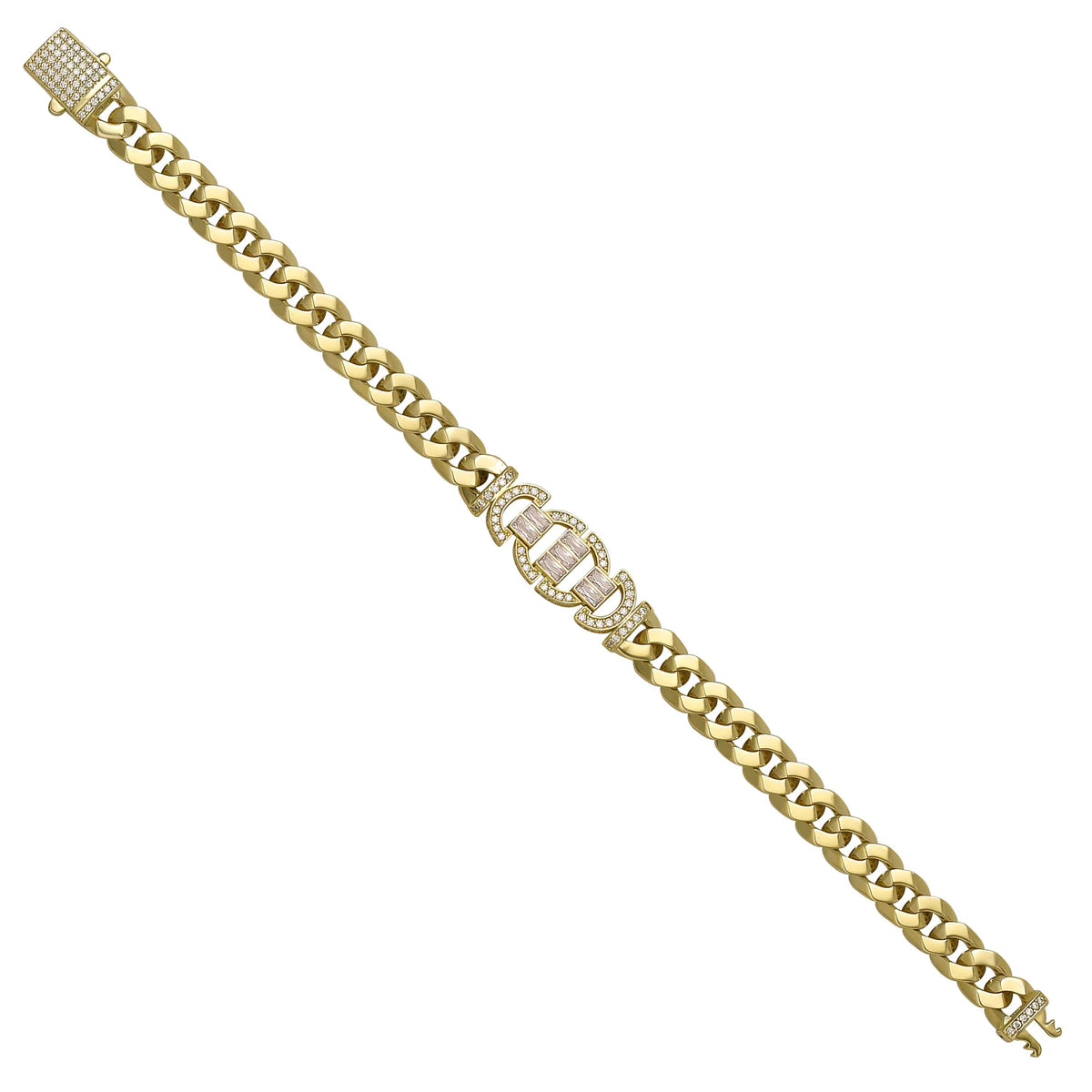 Solid gold curb bracelet, 14.91 g — shown at an angle across the frame.