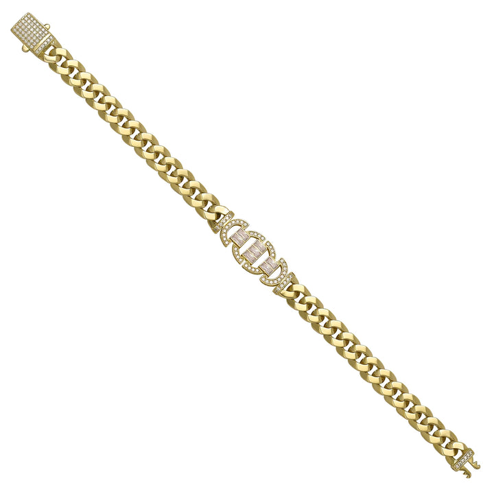 Solid gold curb bracelet, 14.91 g — shown at an angle across the frame.