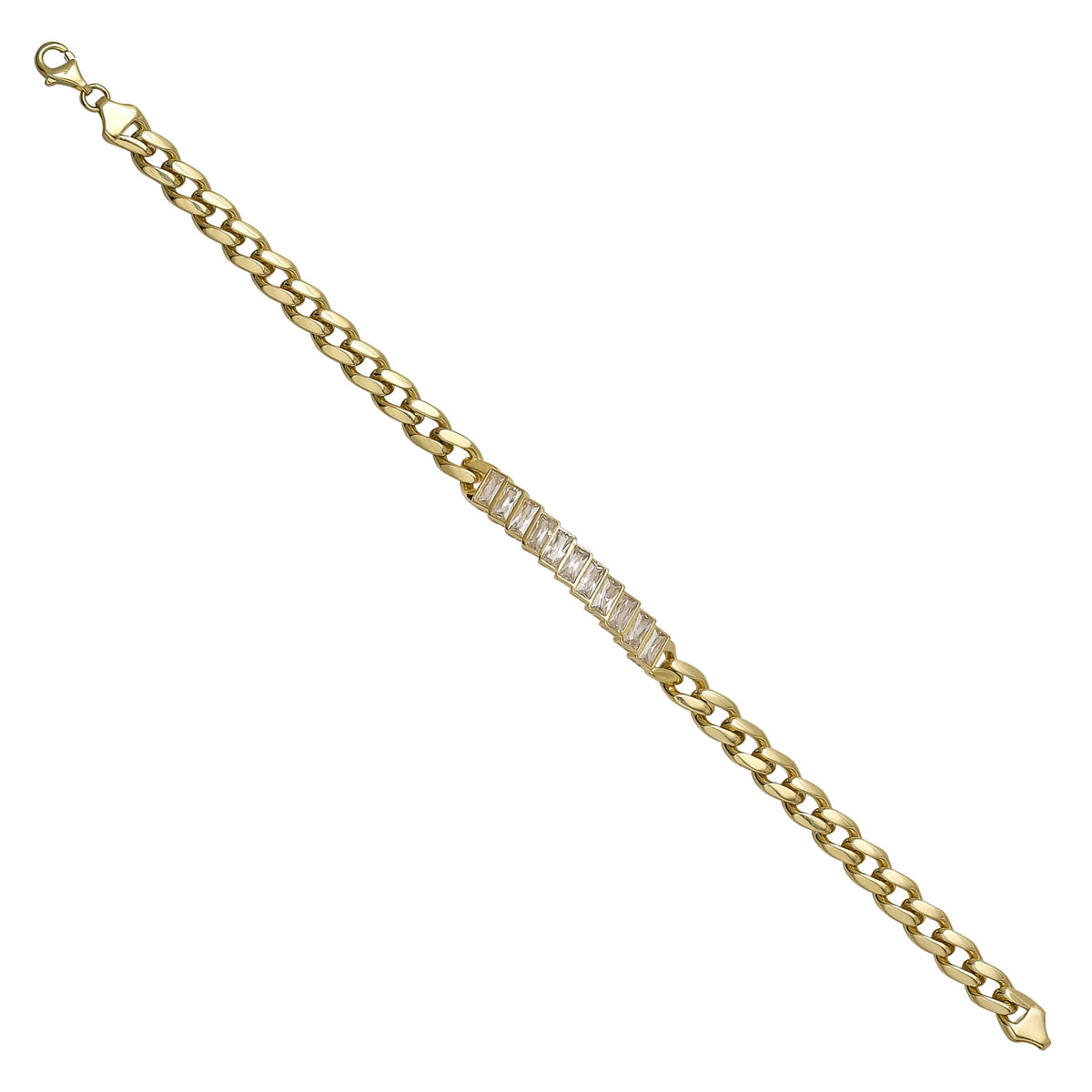Solid gold tennis bracelet, 8.28 g — shown at an angle across the frame.