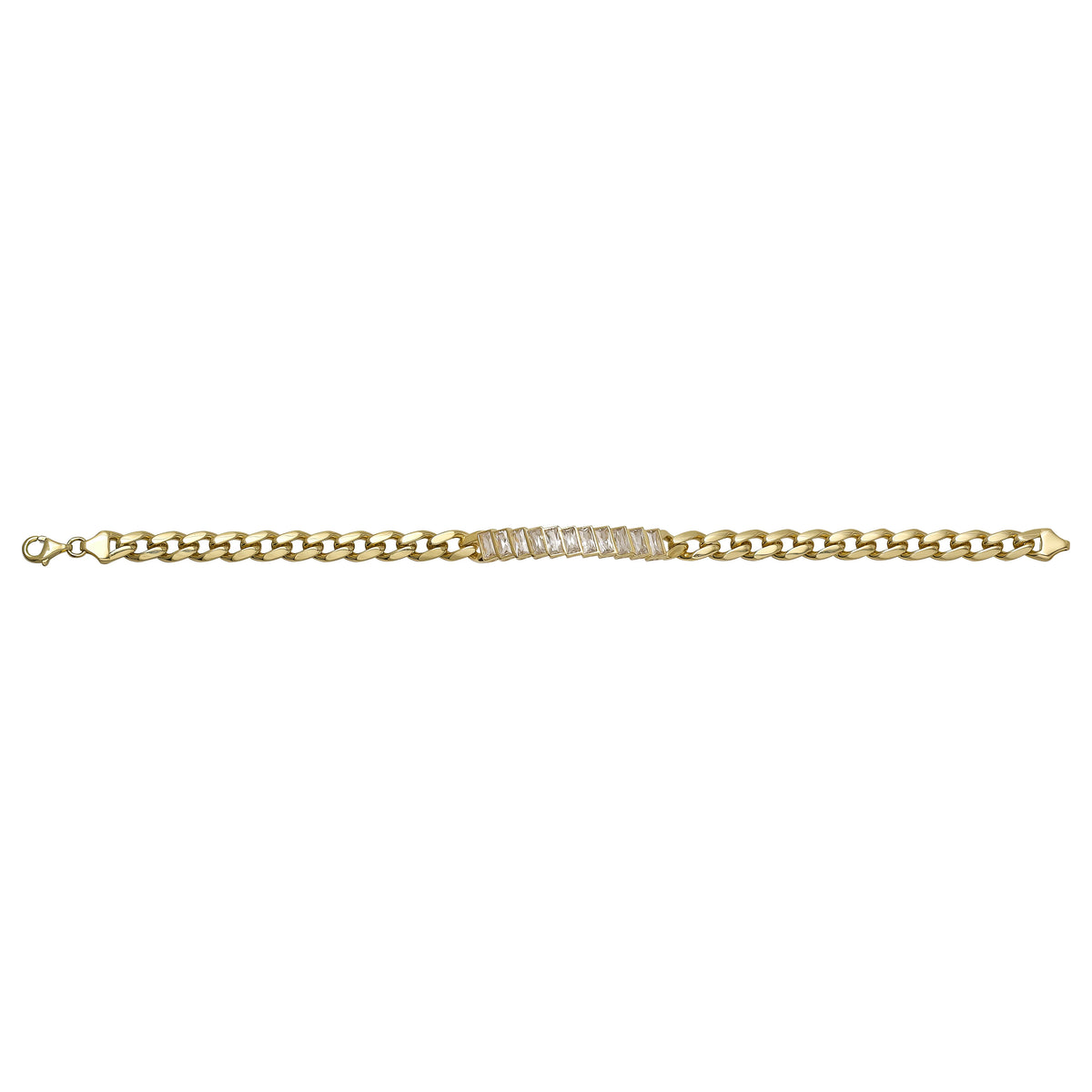 Solid gold tennis bracelet, 8.28 g — shown square on a plain background.