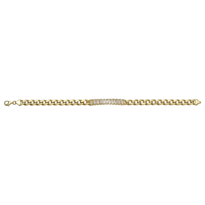 Solid gold tennis bracelet, 8.28 g — shown square on a plain background.