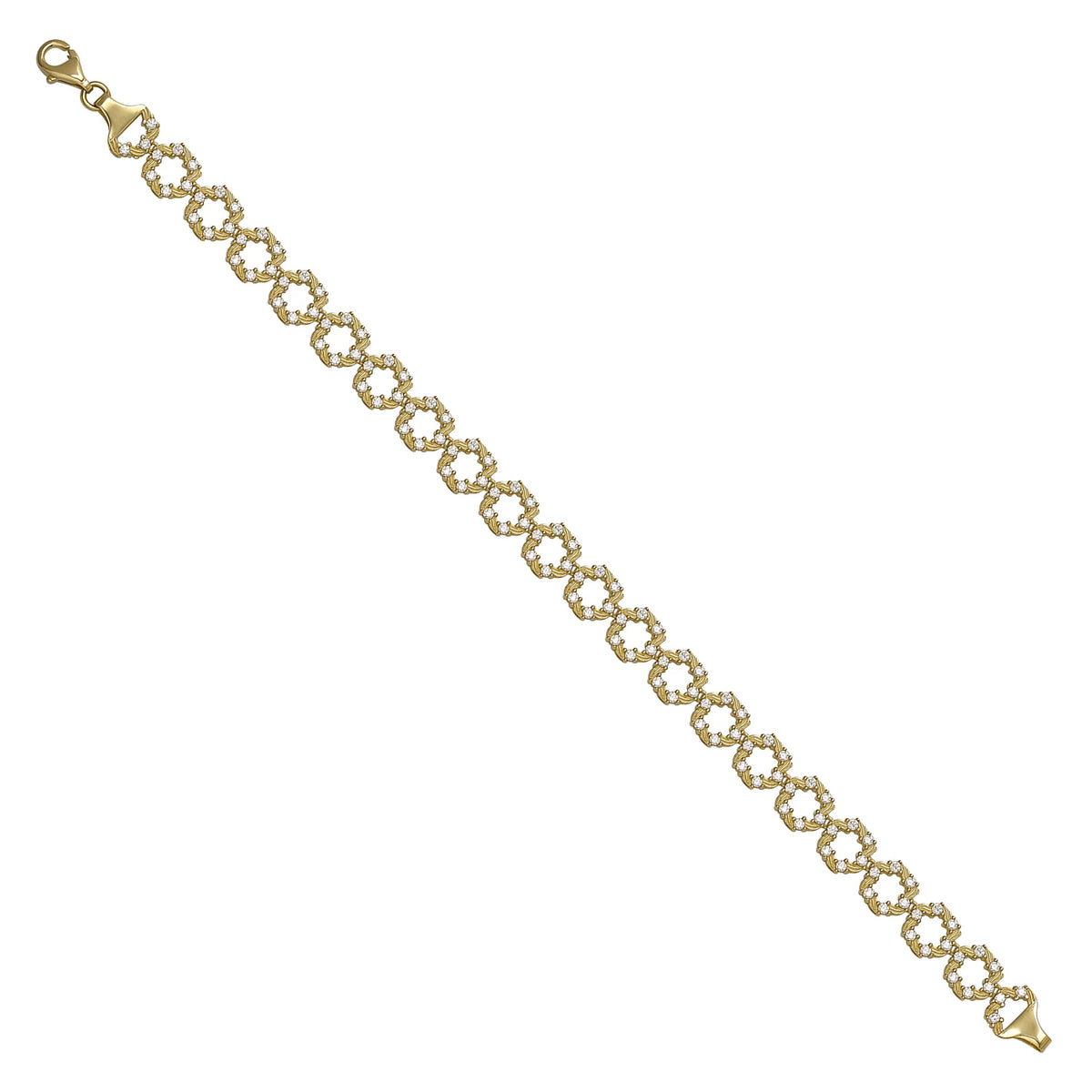 Solid gold fancy link bracelet, 11.37 g — shown at an angle across the frame.