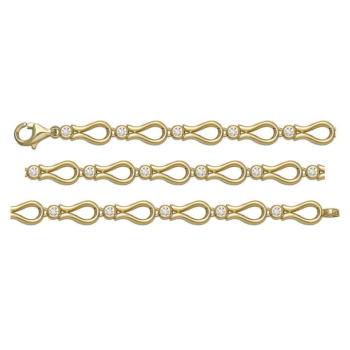 Solid gold fancy link bracelet, 6.91 g — shown in three rows across the frame.