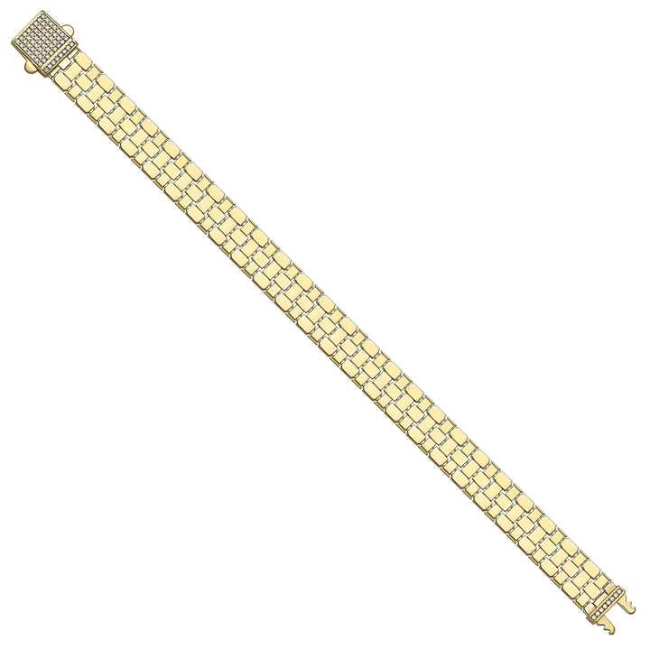 Solid gold brick link bracelet, 15.31 g — shown at an angle across the frame.