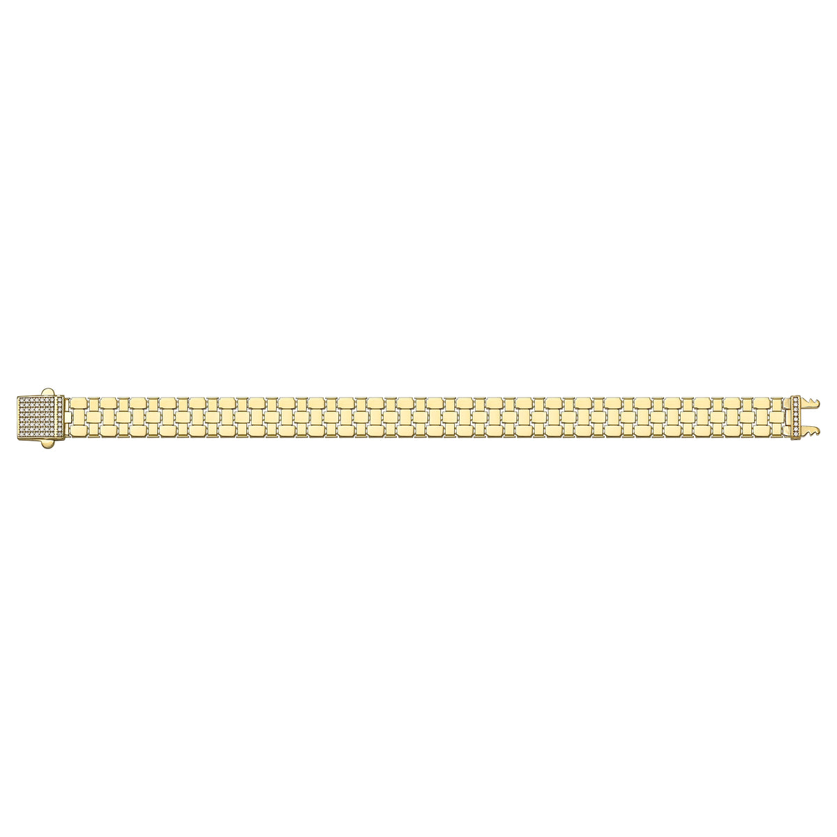 Solid gold brick link bracelet, 15.31 g — shown square on a plain background.