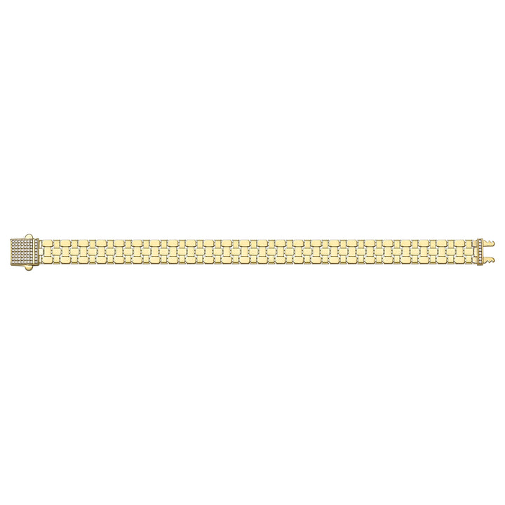 Solid gold brick link bracelet, 15.31 g — shown square on a plain background.