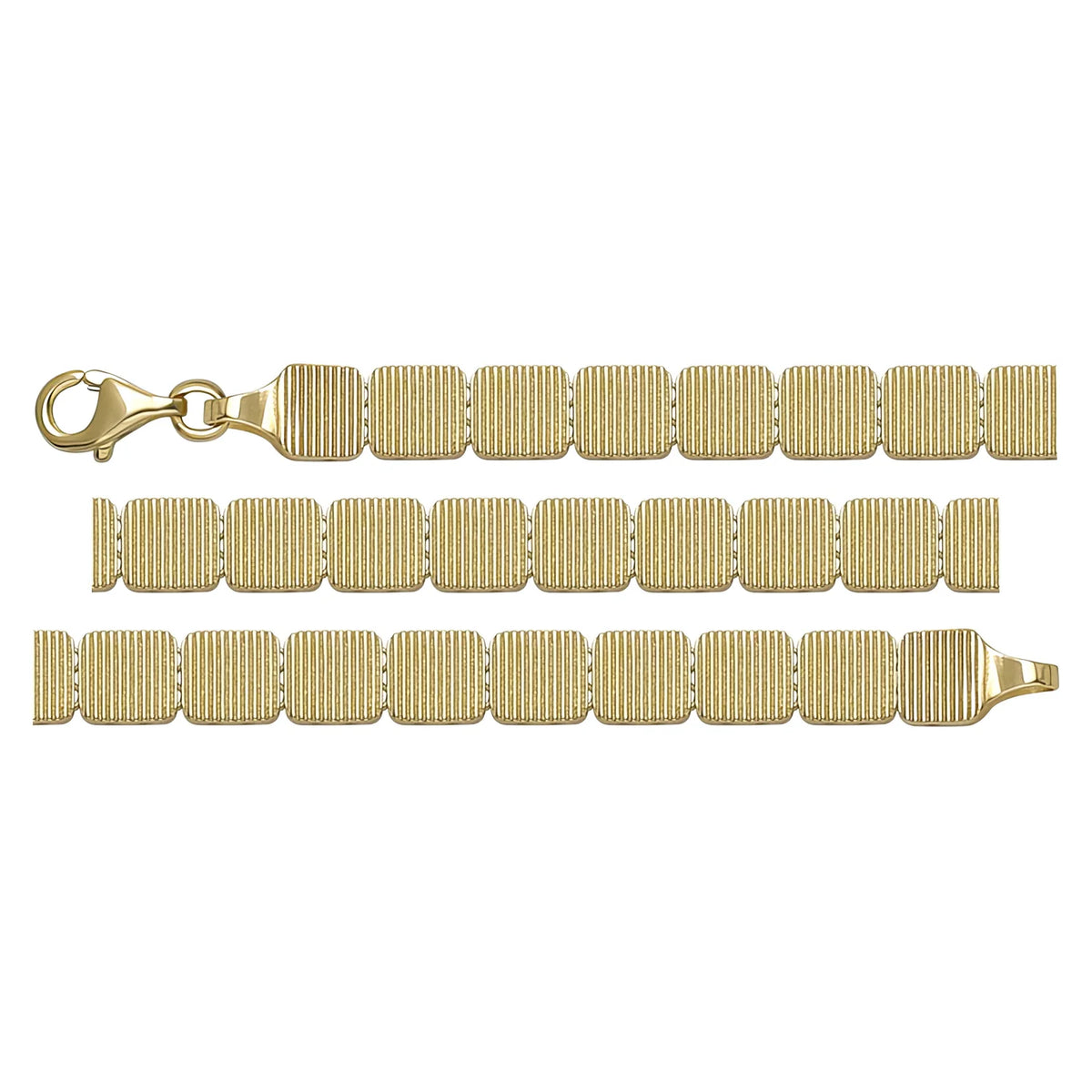 Solid gold id bracelet, 9.68 g — shown in three rows across the frame.