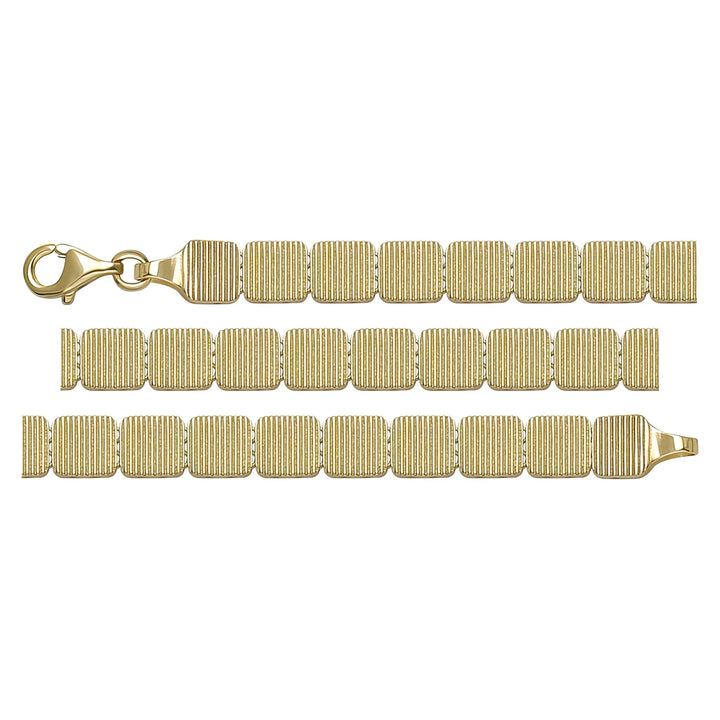 Solid gold id bracelet, 9.68 g — shown in three rows across the frame.