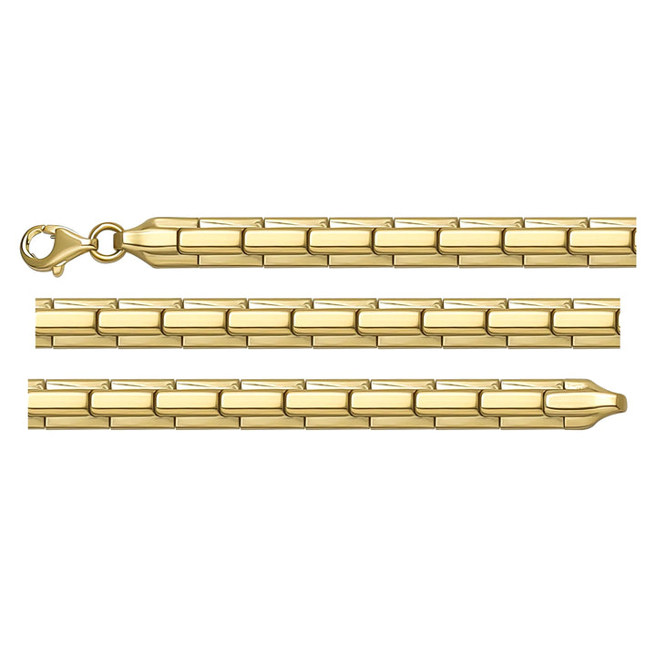 Solid gold brick link bracelet, 8.55 g — shown in three rows across the frame.