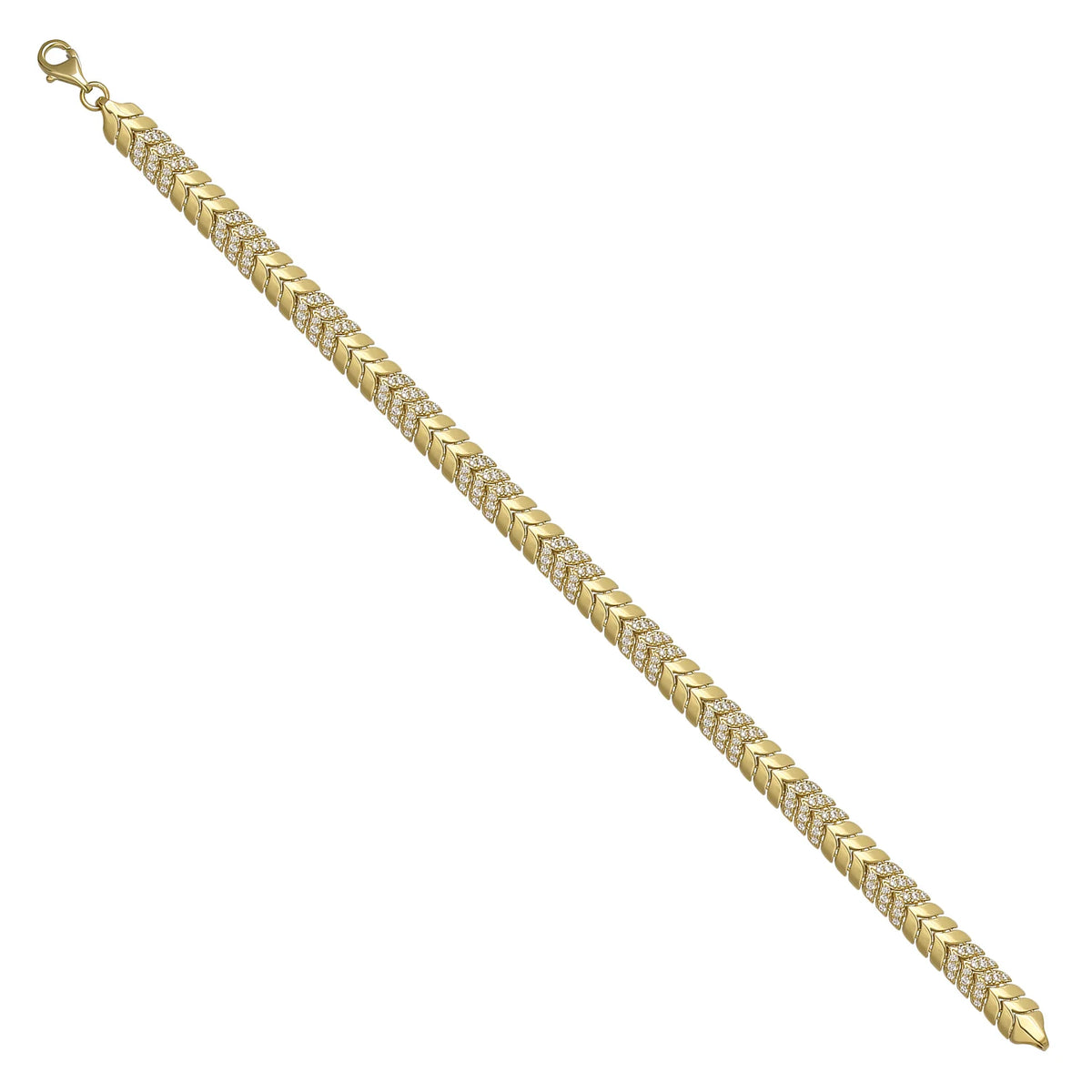 Solid gold herringbone bracelet, 11.05 g — shown at an angle across the frame.