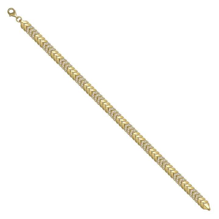 Solid gold herringbone bracelet, 11.05 g — shown at an angle across the frame.