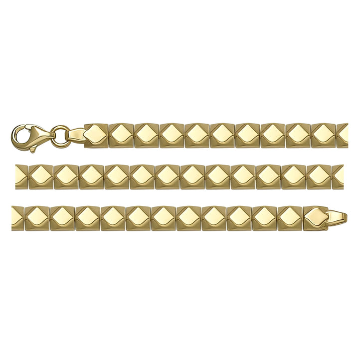 Solid gold fancy link bracelet, 7.75 g — shown in three rows across the frame.