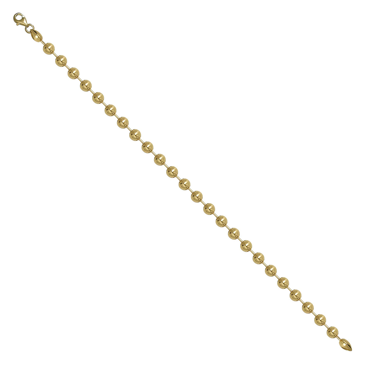 Solid gold bead bracelet, 7.00 g — shown at an angle across the frame.