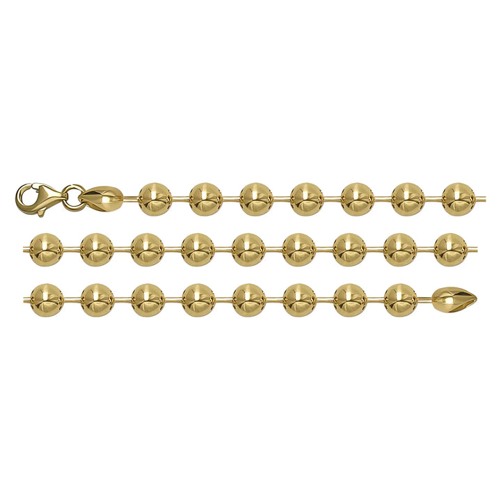 Solid gold bead bracelet, 7.00 g — shown in three rows across the frame.