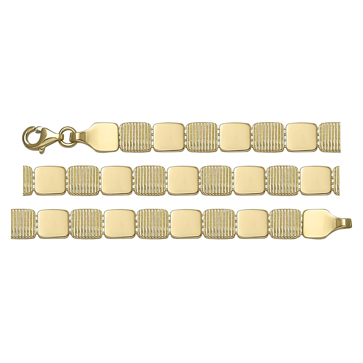 Solid gold id bracelet, 8.76 g — shown in three rows across the frame.