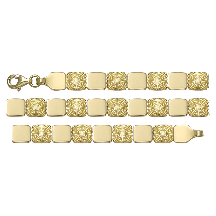 Solid gold id bracelet, 9.20 g — shown in three rows across the frame.