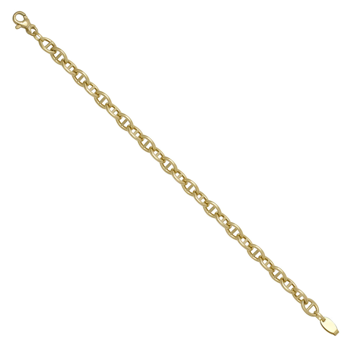 Solid gold mariner bracelet, 9.53 g — shown at an angle across the frame.