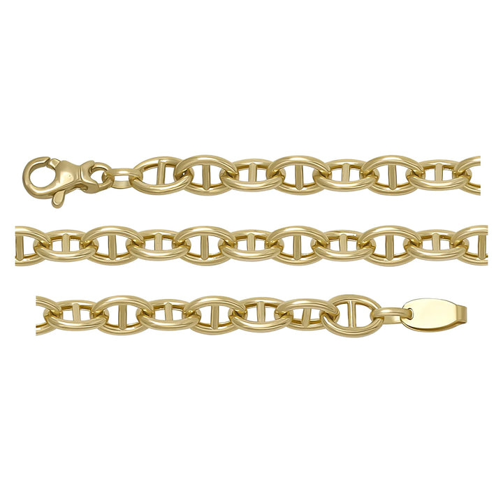 Solid gold mariner bracelet, 9.53 g — shown in three rows across the frame.