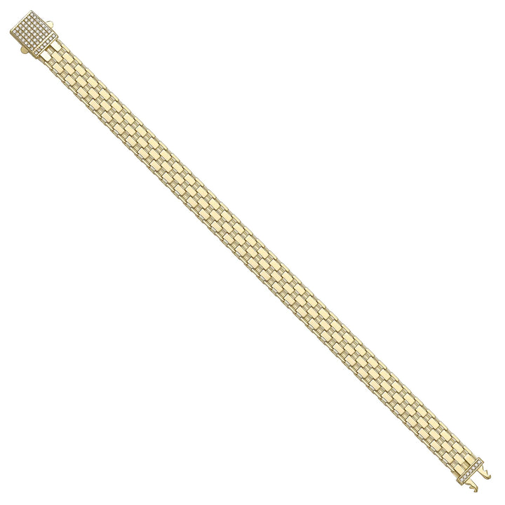 Solid gold brick link bracelet, 11.29 g — shown at an angle across the frame.