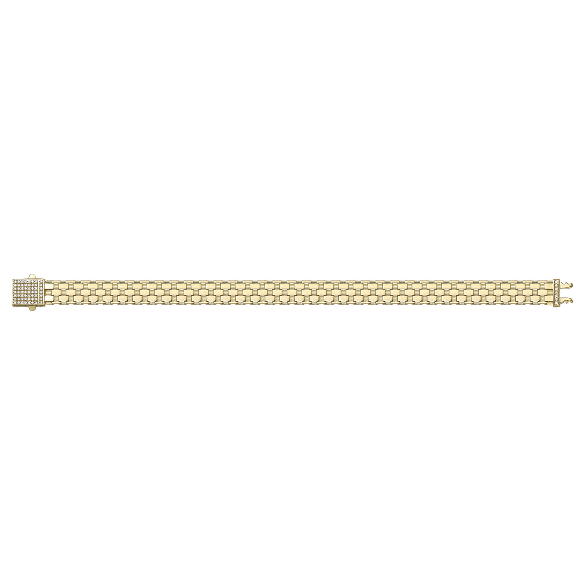 Solid gold brick link bracelet, 11.29 g — shown square on a plain background.