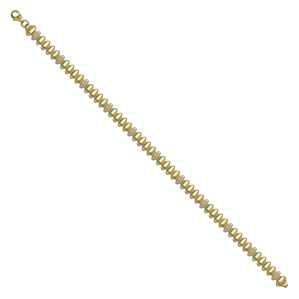 Solid gold bead bracelet, 7.60 g — shown at an angle across the frame.
