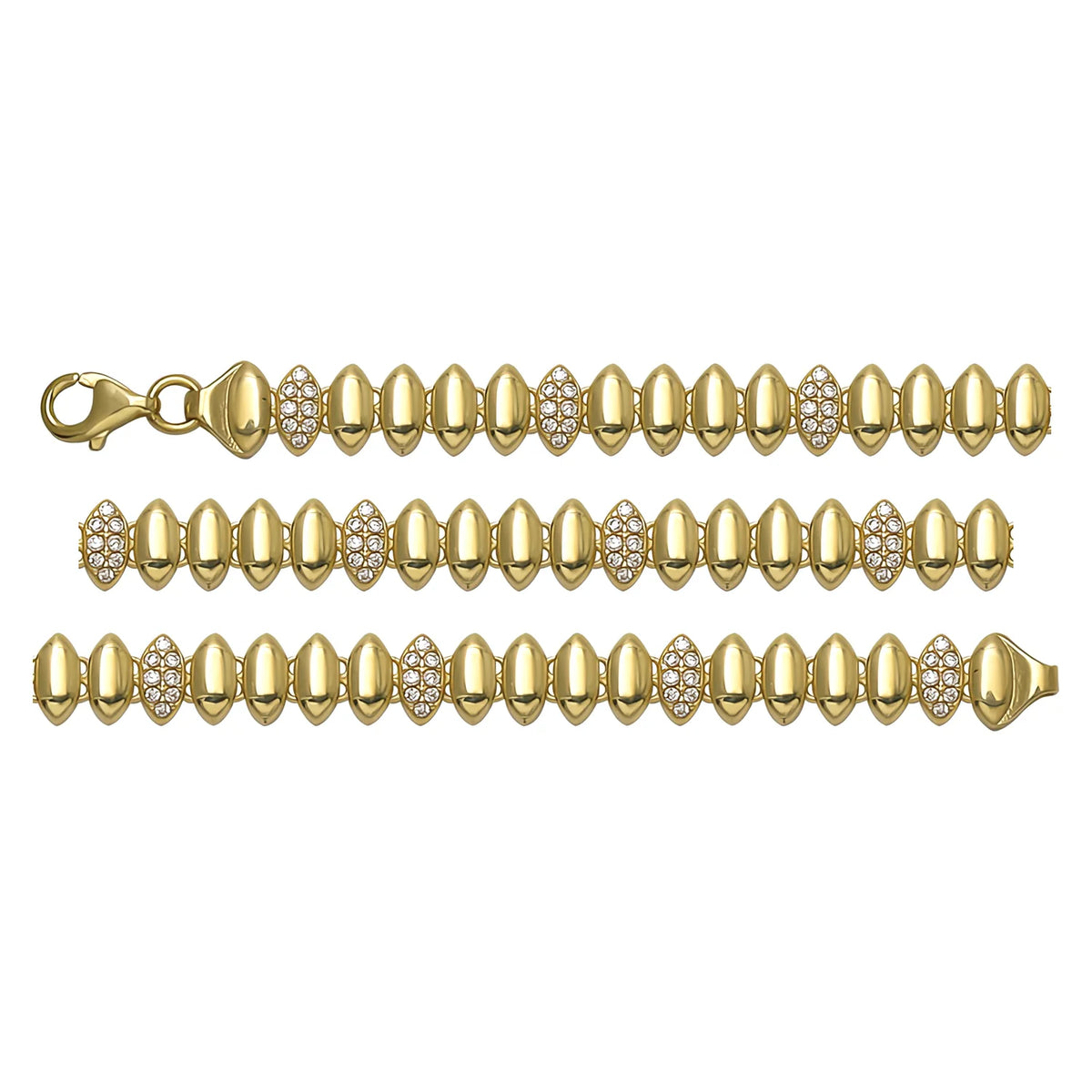 Solid gold bead bracelet, 7.60 g — shown in three rows across the frame.