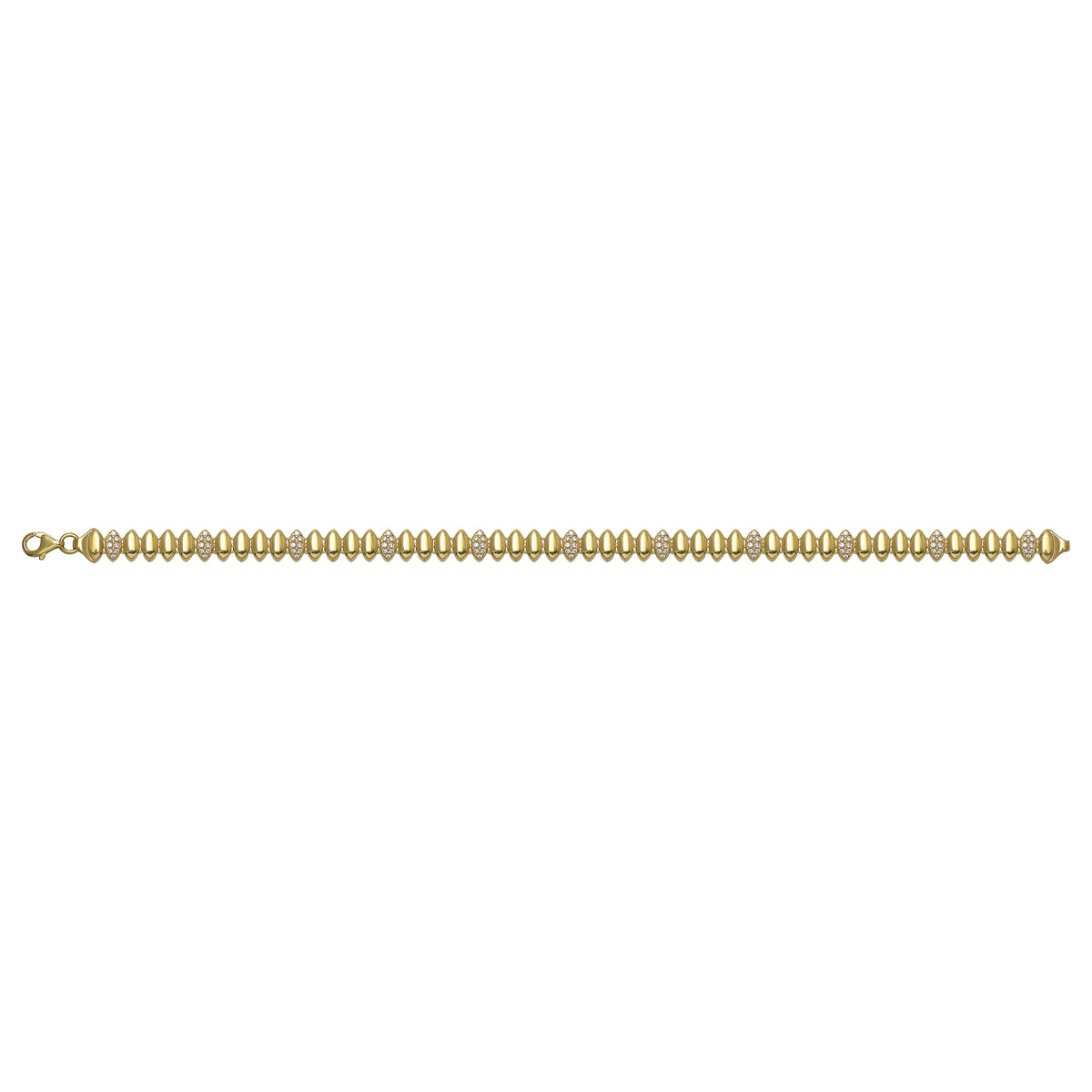 Solid gold bead bracelet, 7.60 g — shown square on a plain background.