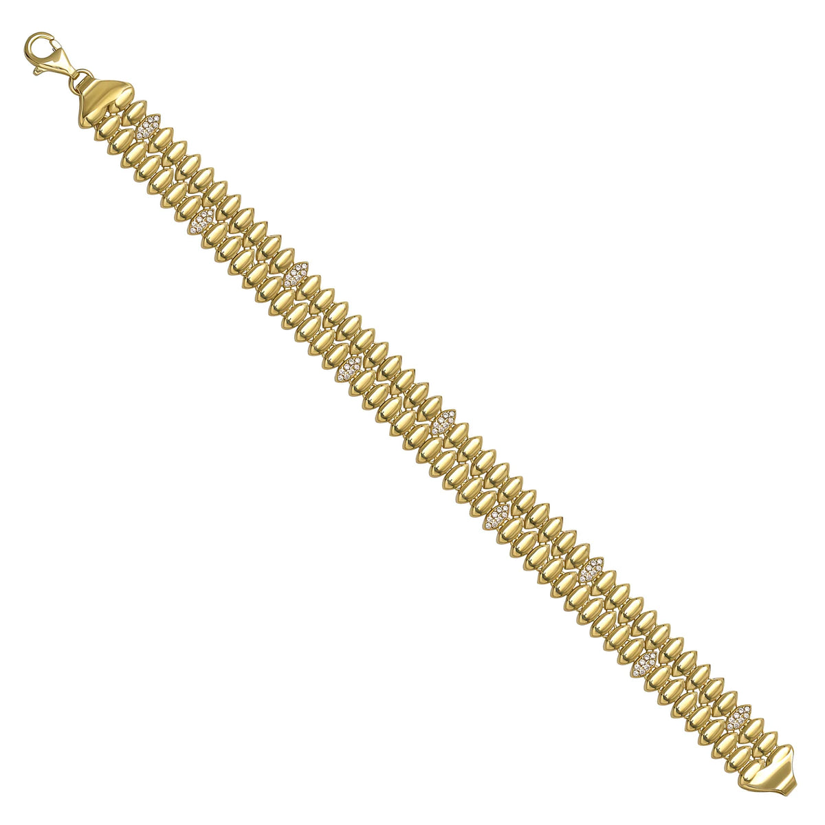 Solid gold bead bracelet, 13.90 g — shown at an angle across the frame.