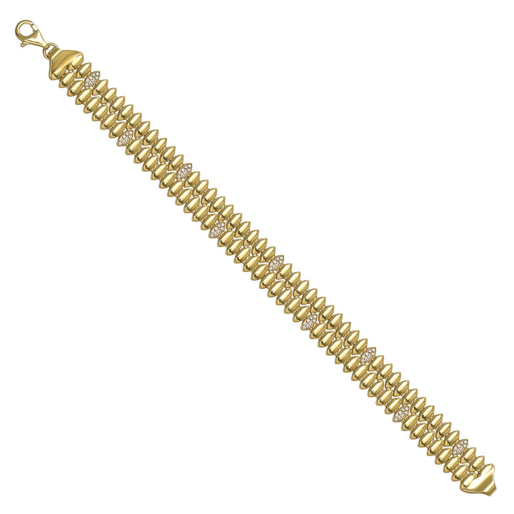 Solid gold bead bracelet, 13.90 g — shown at an angle across the frame.