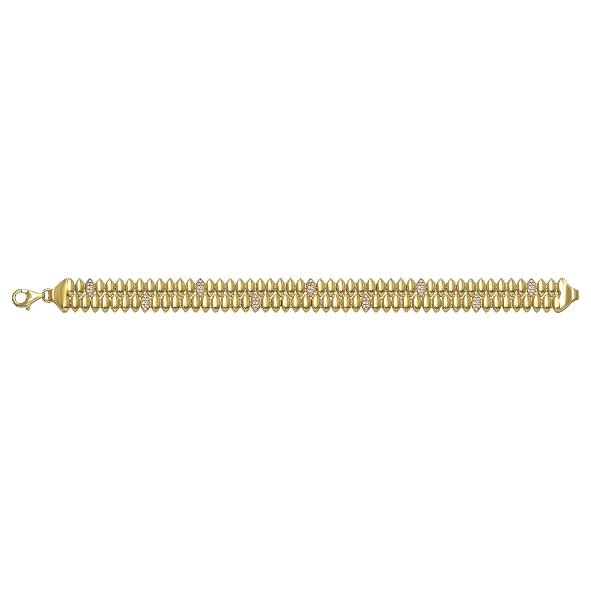 Solid gold bead bracelet, 13.90 g — shown square on a plain background.