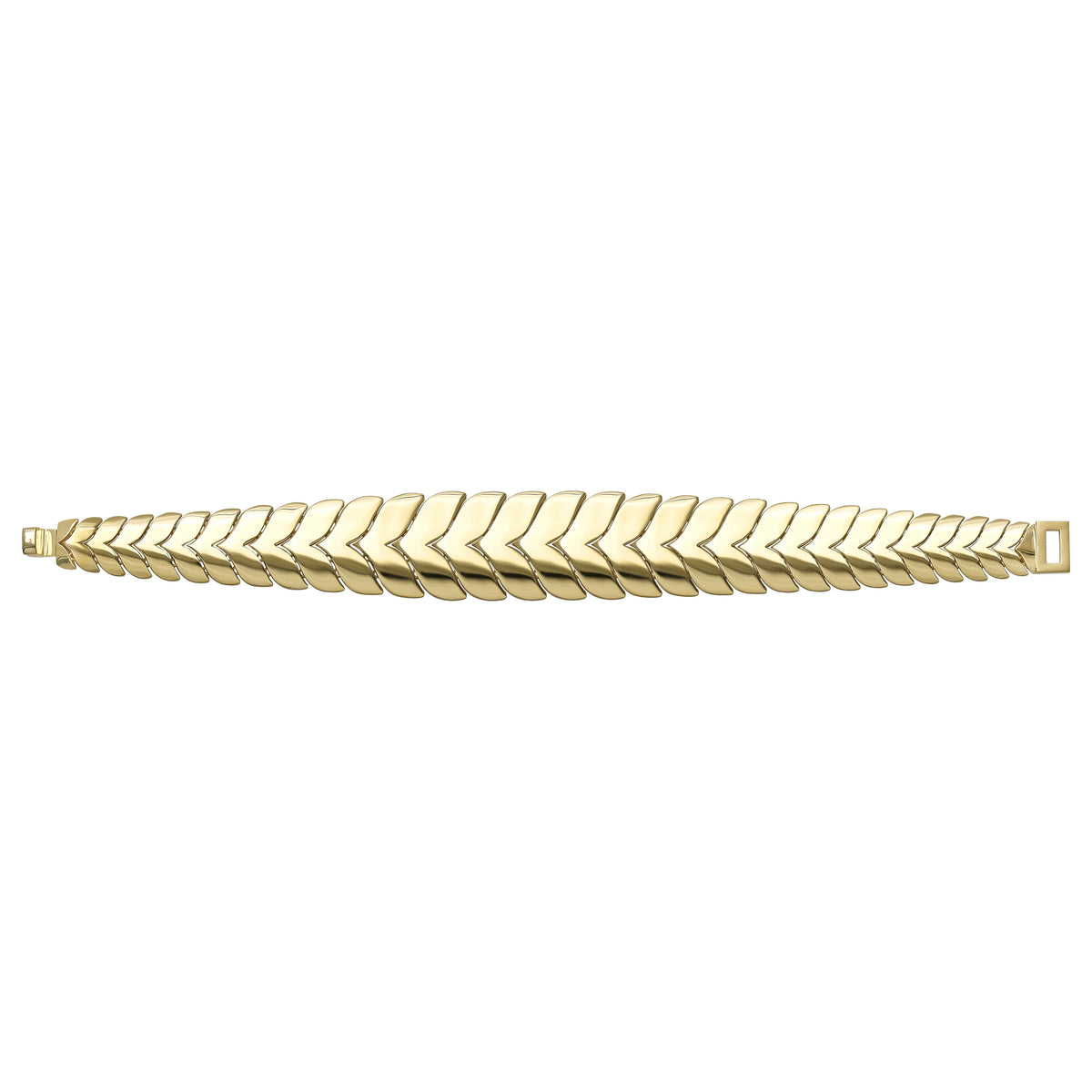 Solid gold herringbone bracelet, 26.65 g — shown square on a plain background.