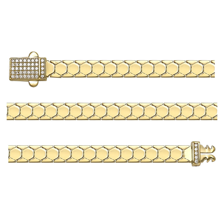 Solid gold id bracelet, 7.82 g — shown in three rows across the frame.