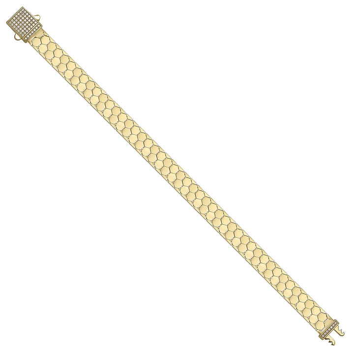 Solid gold honeycomb bracelet, 10.73 g — shown at an angle across the frame.