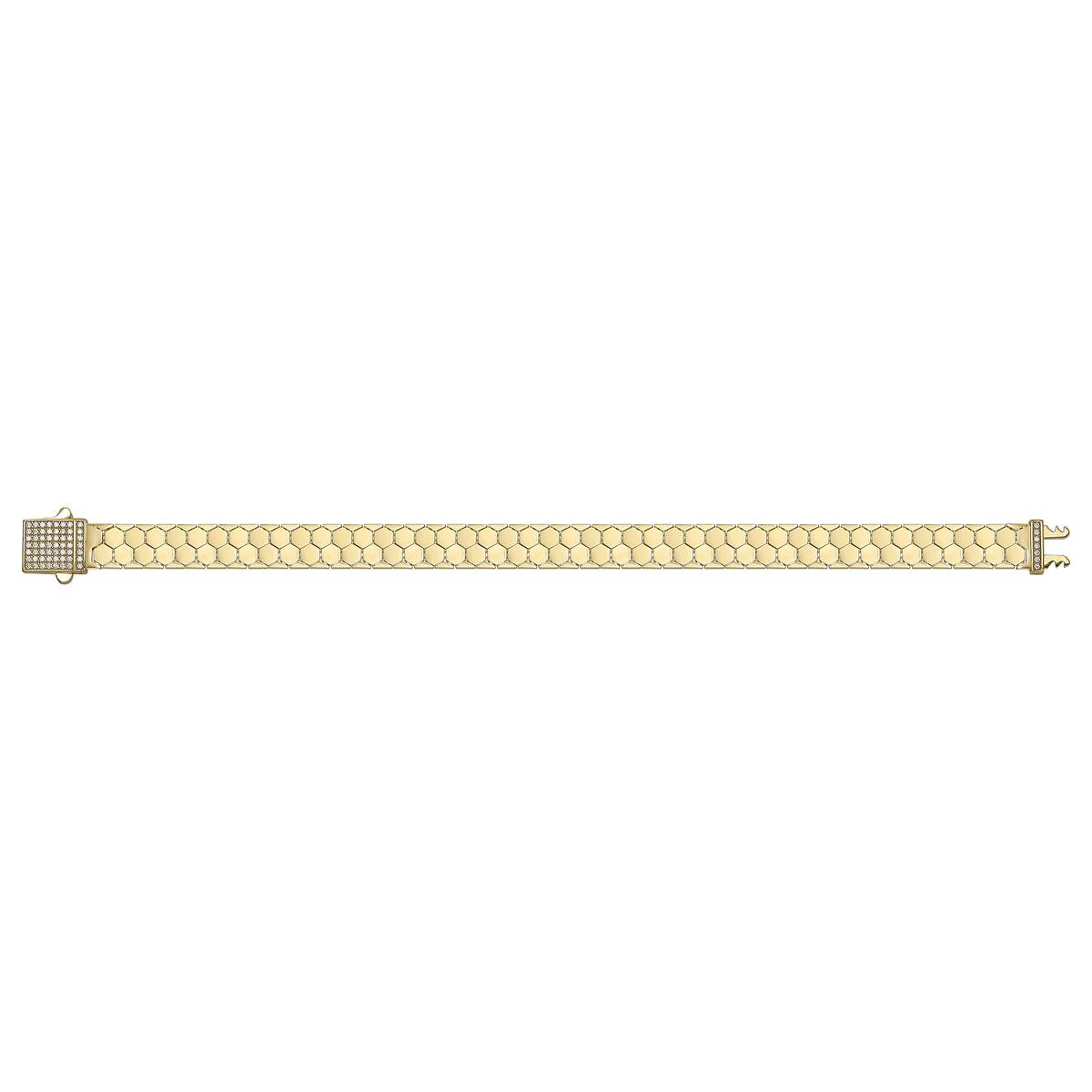 Solid gold honeycomb bracelet, 10.73 g — shown square on a plain background.