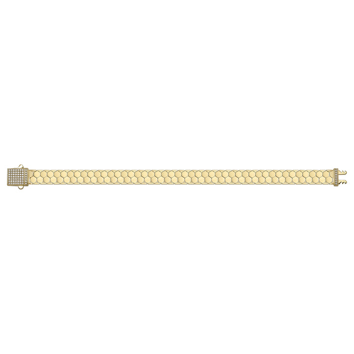 Solid gold honeycomb bracelet, 10.73 g — shown square on a plain background.