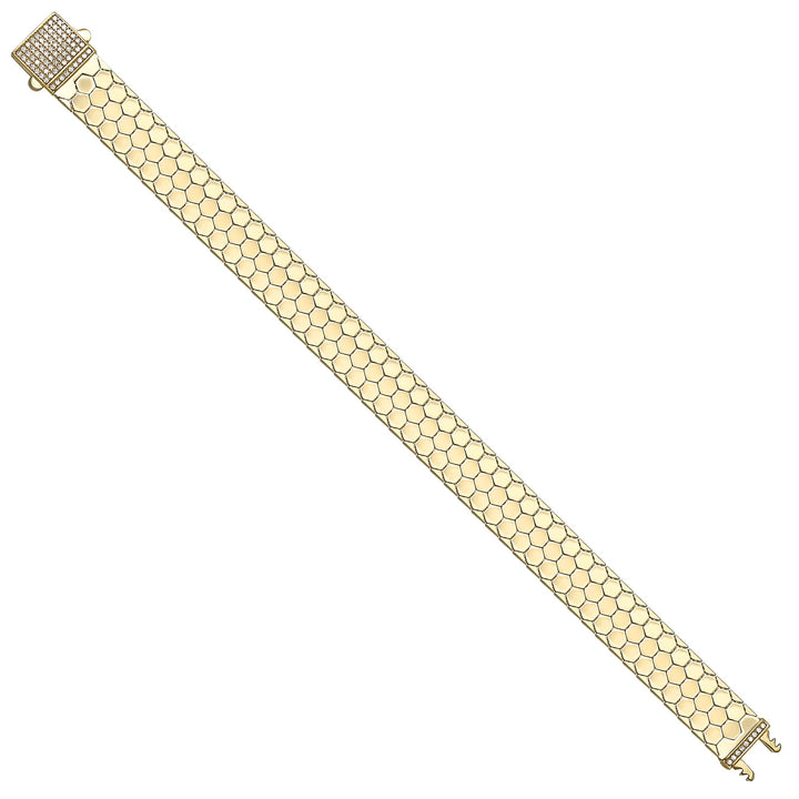 Solid gold honeycomb bracelet, 14.63 g — shown at an angle across the frame.