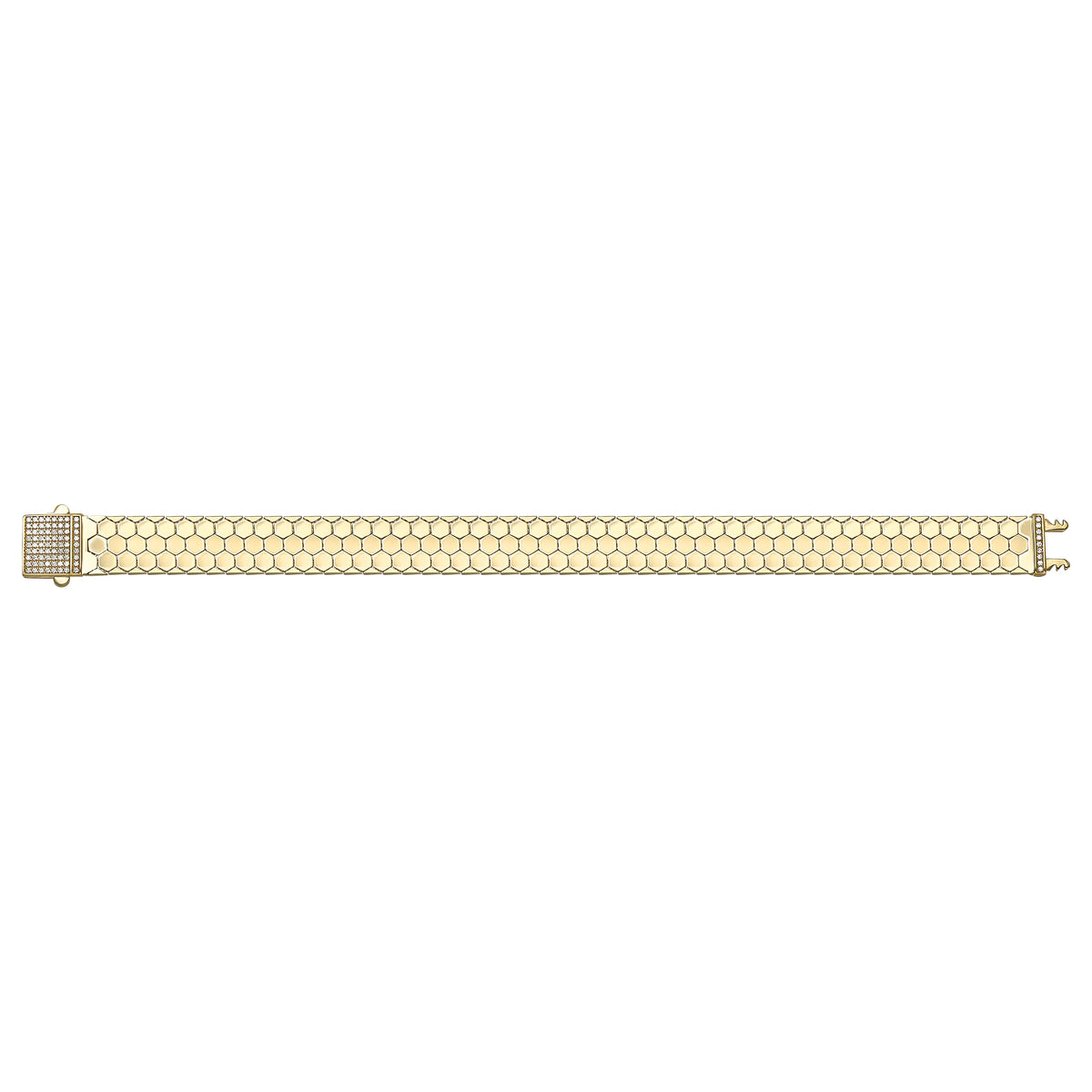 Solid gold honeycomb bracelet, 14.63 g — shown square on a plain background.
