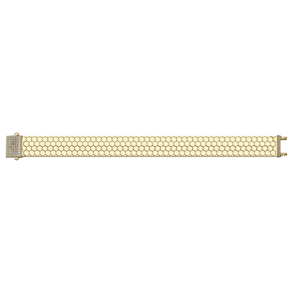 Solid gold honeycomb bracelet, 19.15 g — shown square on a plain background.